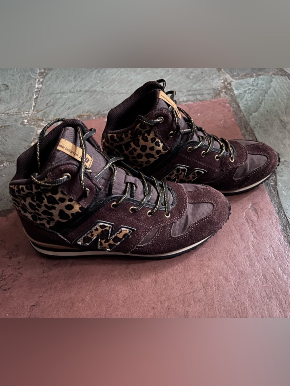 Brown suede Leopard New Balance High-Top Sneakers us 7.5-8 eu 38.5